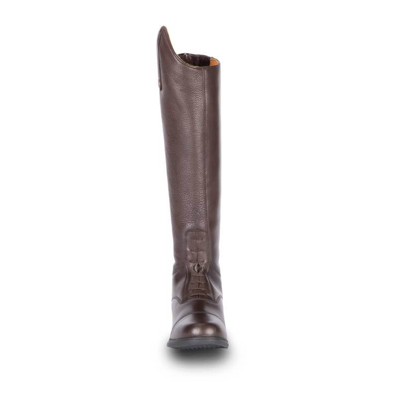 Front view of Moretta Gianna Riding Boots in brown, classic equestrian style by Moretta.