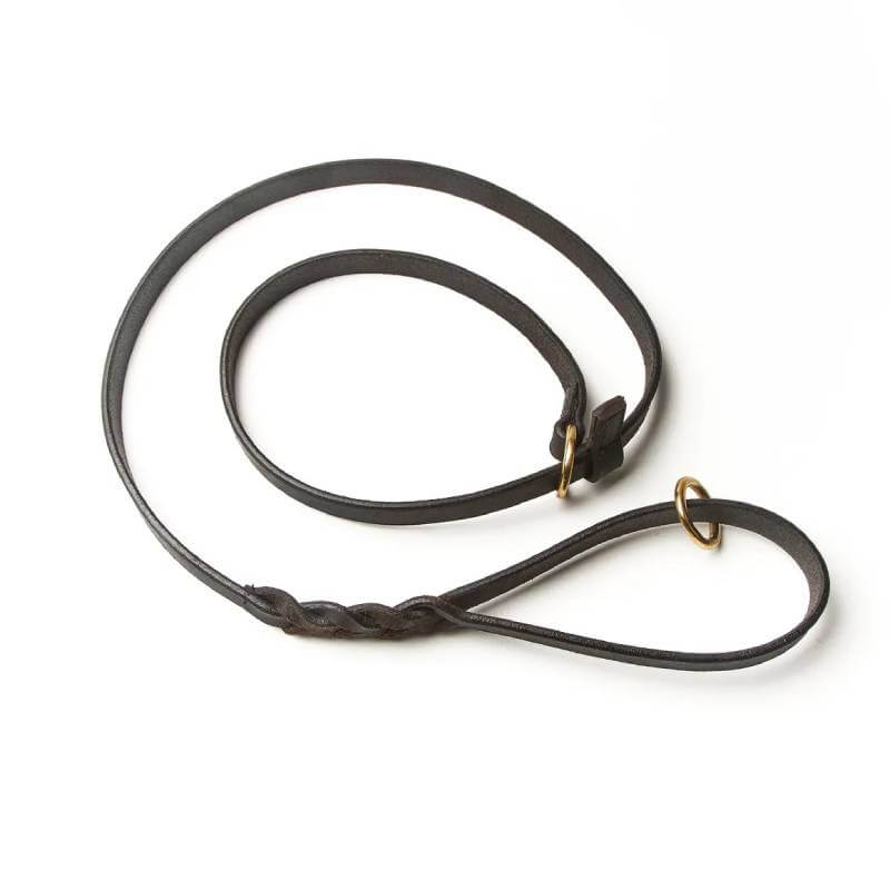 Digby &amp; Fox Braided Slip Lead Brown shown on a white background.