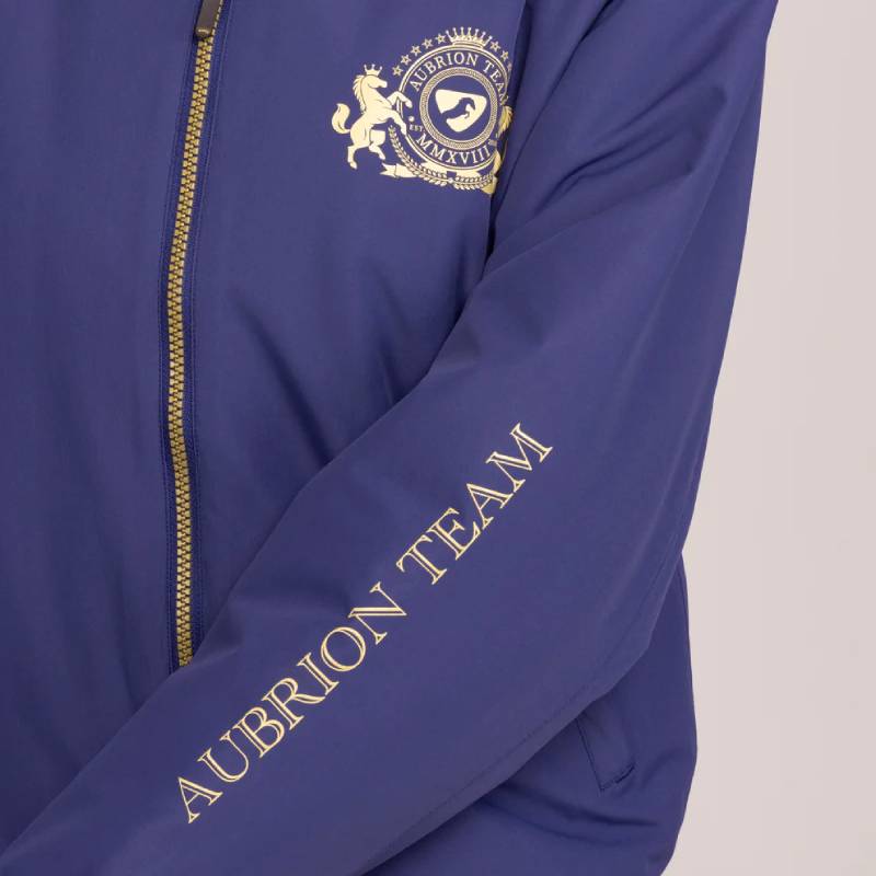 Aubrion Team Blouson Midnight jacket with crest logo and sleeve text.
