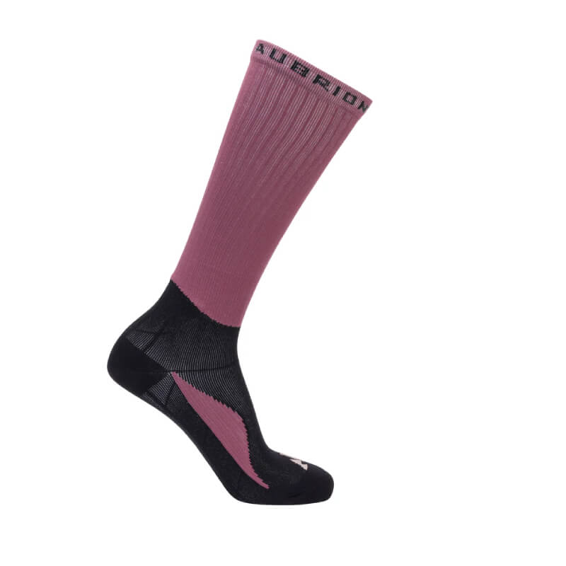 Aubrion React Technical Socks Mauve are knee-length with moisture control and a ribbed upper.