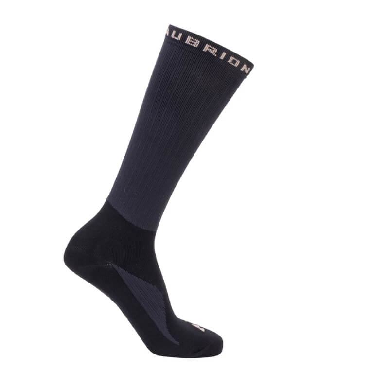 Aubrion React Technical Socks Shadow: moisture-control black athletic socks with cuff branding.
