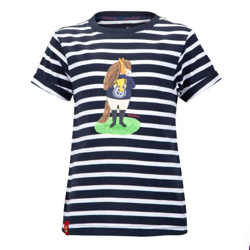 Shires Winnie & Me Kids T-Shirt in navy, 100% cotton with horse illustration.