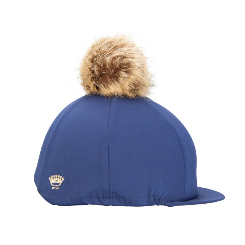 Aubrion Team Hat Silk Midnight in blue with a brown faux fur pom-pom on top.