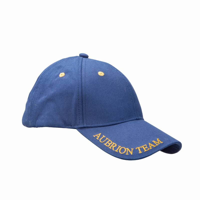 Aubrion Team Cap Midnight in cotton canvas with yellow embroidery and adjustable rear strap.