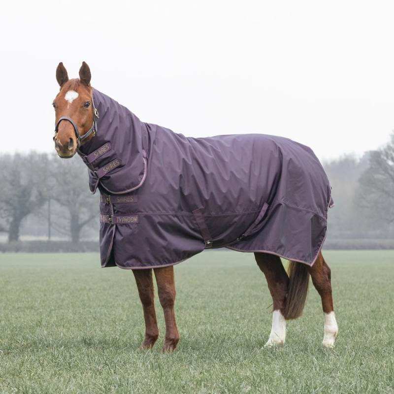 Shires Typhoon 100g Turnout Rug Combo Neck Black Cherry