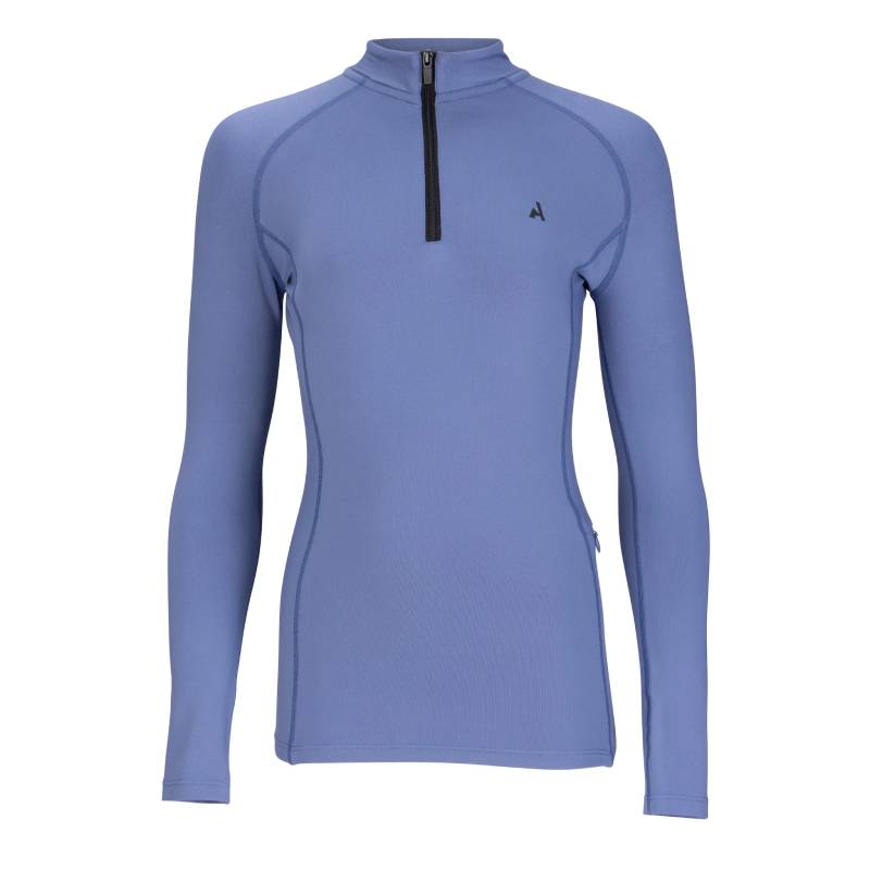Aubrion React Winter Baselayer YR Sky: light blue zip top with high collar, ideal for young riders.