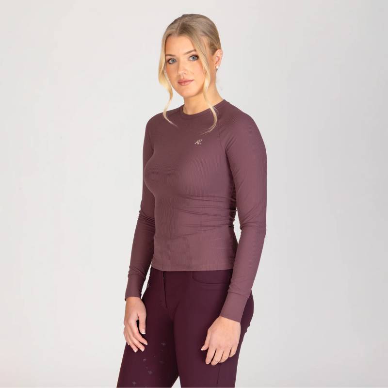 Aubrion Equestrian Ribbed Long Sleeve Top Thistle