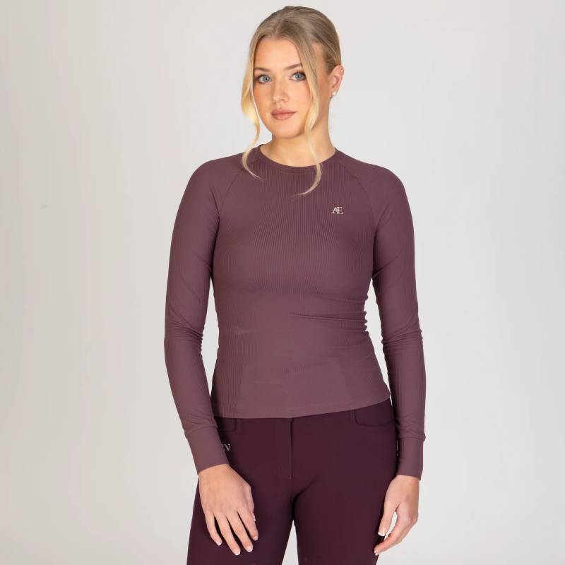Aubrion Equestrian Ribbed Long Sleeve Top Thistle