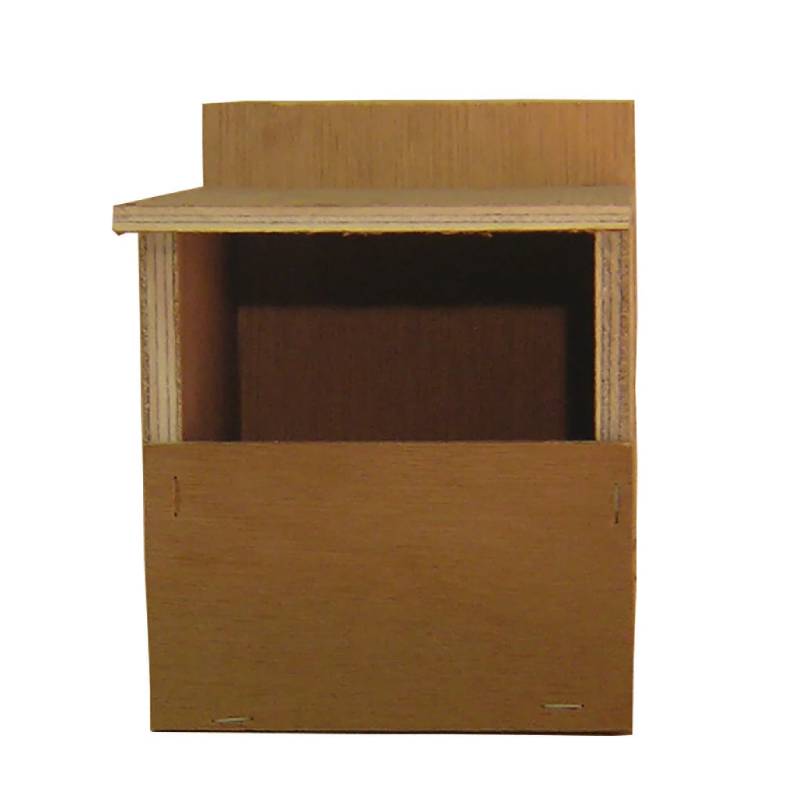The Sky Pet Finch Nest Box is a simple wooden nest box with an open front and flat roof.