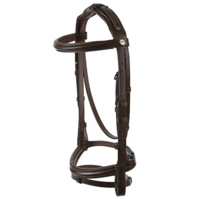 Jeffries Wembley Pro Flash Bridle with padded headpiece on white background.