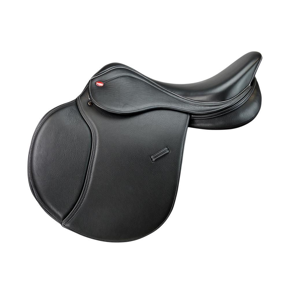 John Whitaker Bedale GP Jump Saddle in black leather with interchangeable gullet system.