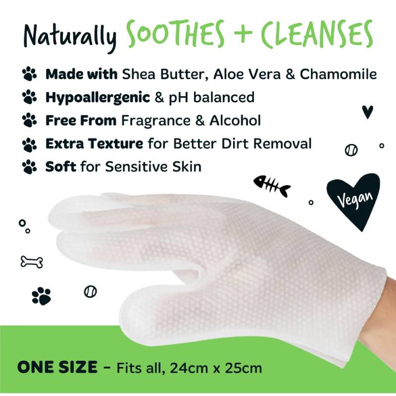 Bugalugs Fragrance Free Glove Pet Wipes for Full Body, Bum & Paws 30 Glove Wipes