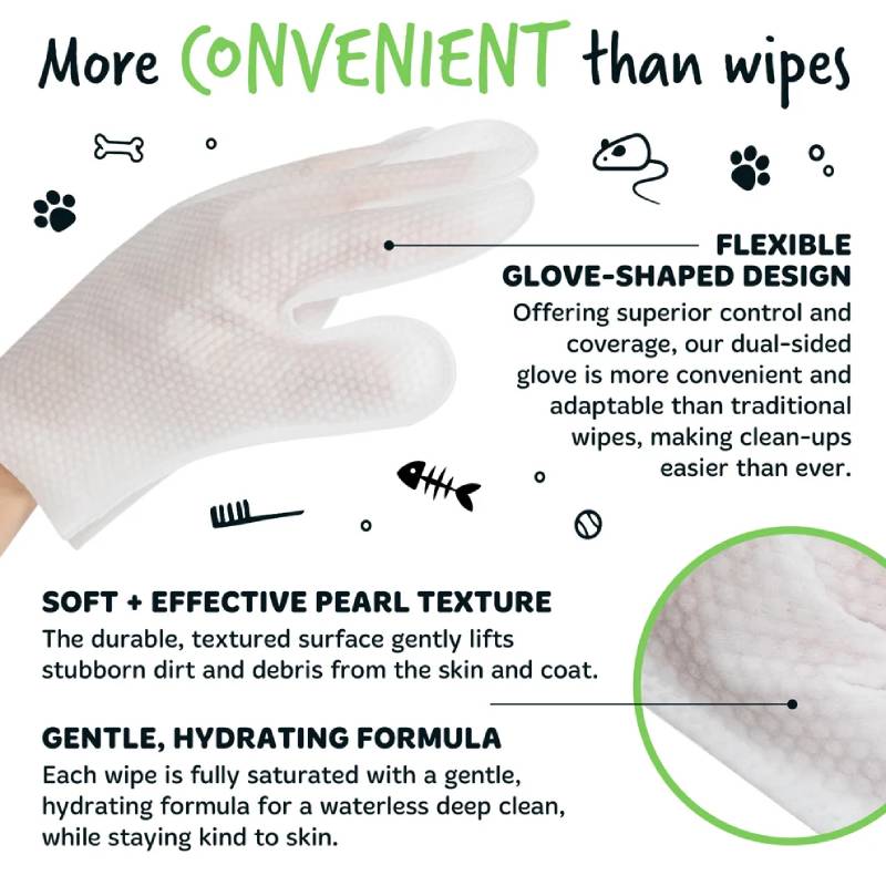 Bugalugs Fragrance Free Glove Pet Wipes for Full Body, Bum & Paws 30 Glove Wipes