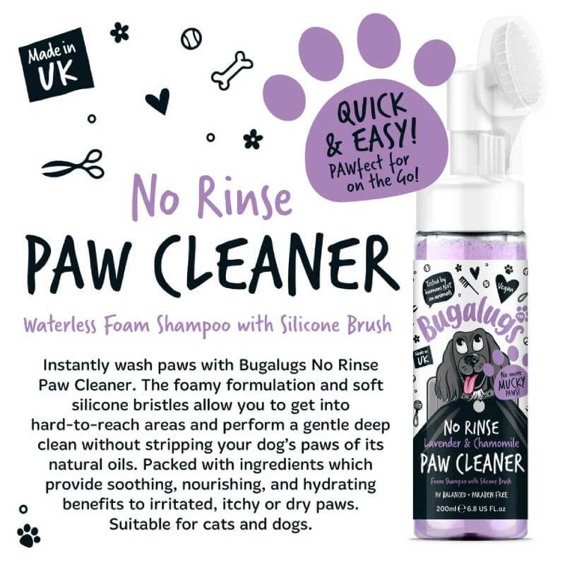 Bugalugs No Rinse Paw Cleaner Lavender &amp; Chamomile for Dogs &amp; Cats 200ml
