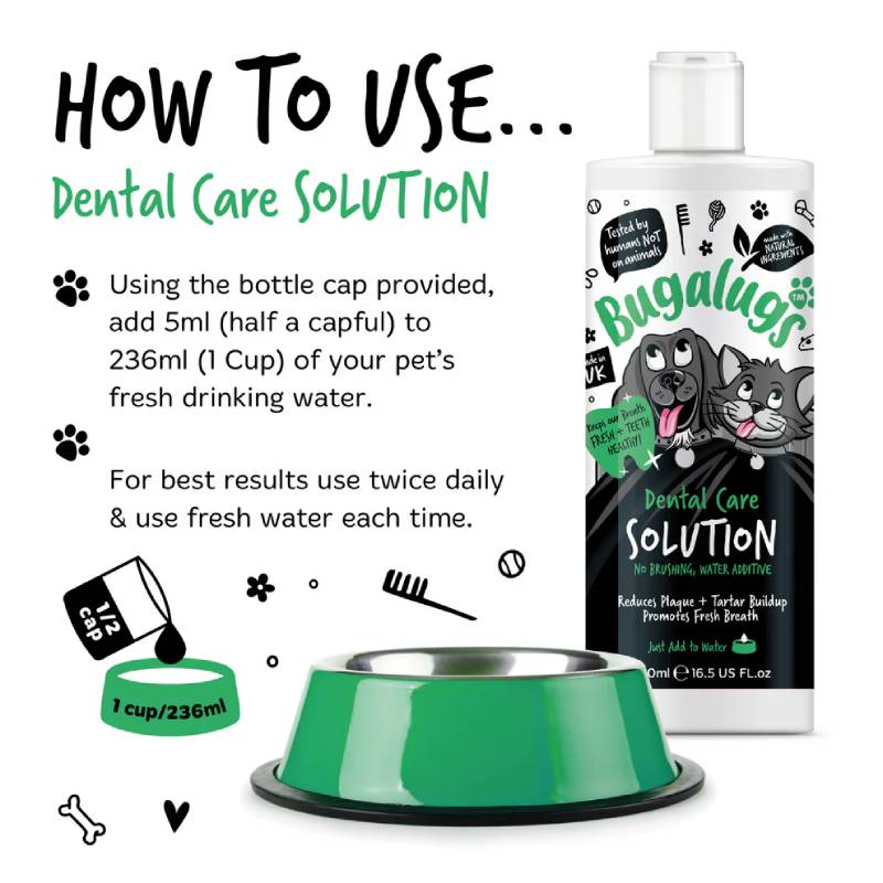Bugalugs Dental Care Water Solution Additive for Dogs &amp; Cats 490ml