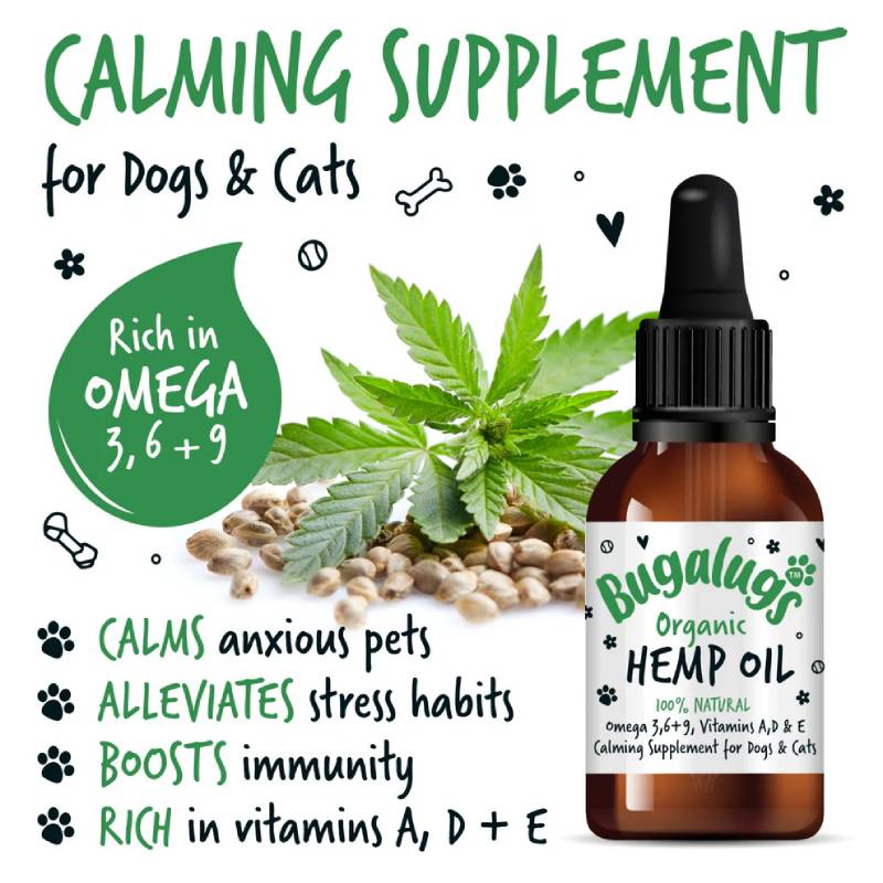 Bugalugs Organic Hemp Oil for Dogs & Cats 50ml—natural supplement by Bugalugs.