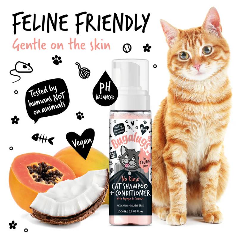 Bugalugs No Rinse Papaya Coconut Cat Shampoo &amp; Conditioner 200ml