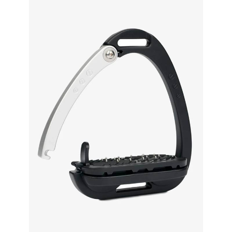LeMieux Vector Balance Stirrup in black/aluminium with ergonomic footplate and safety release.