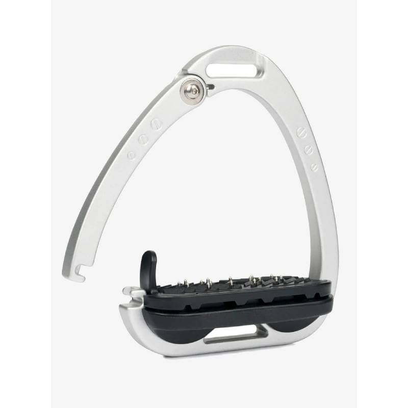 LeMieux Vector Balance Aluminium Stirrup, one upright & one folded, on a white background.