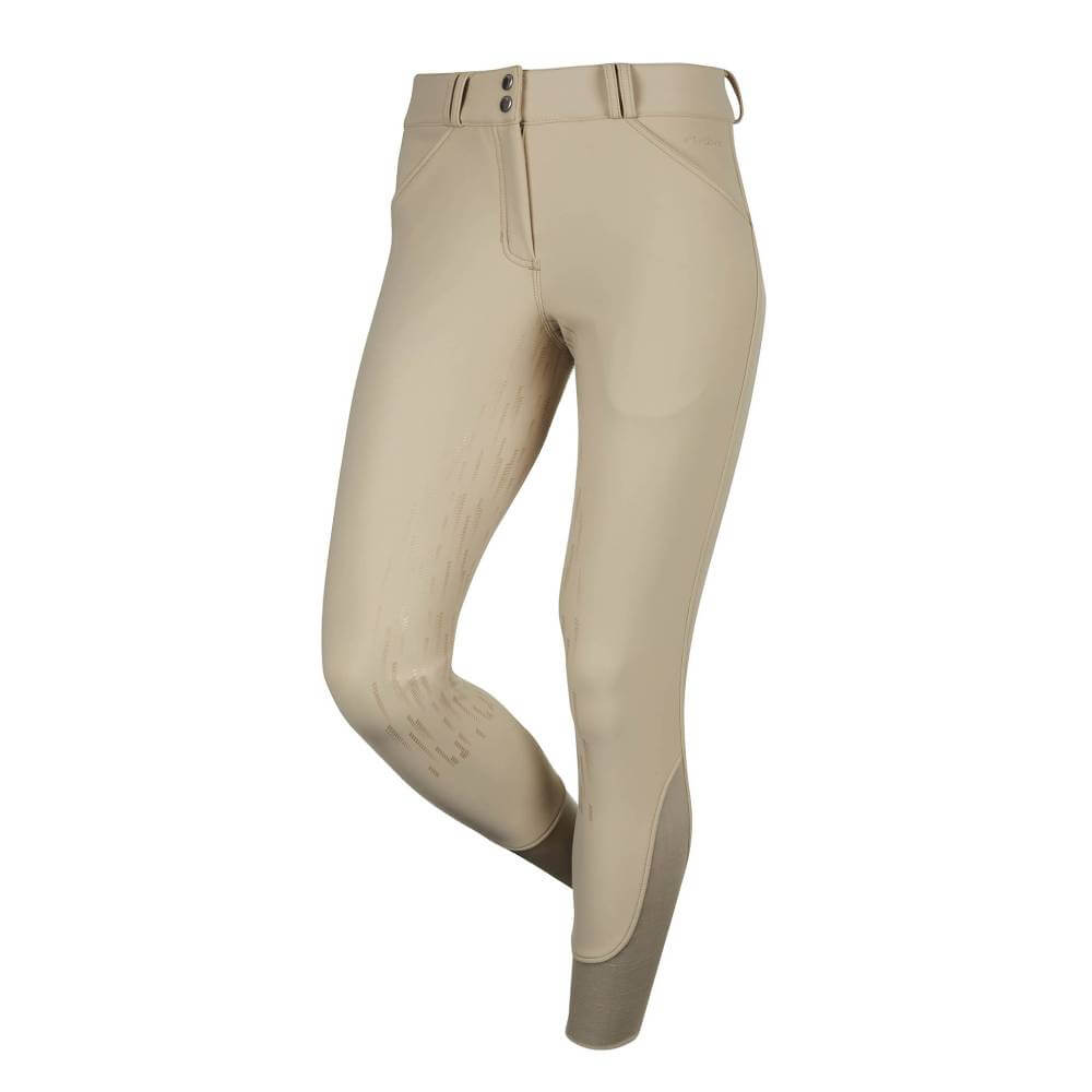My LeMieux DryTex Breeches Beige by LeMieux feature knee patches and front button closure.