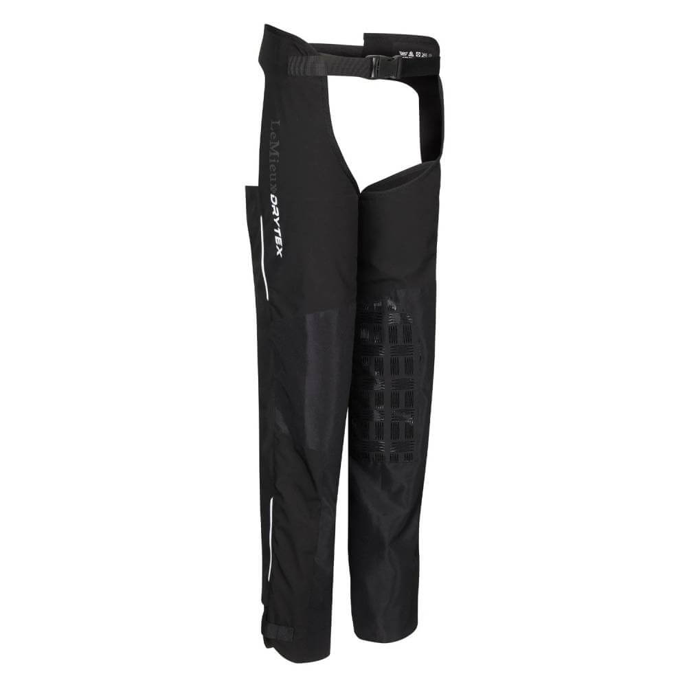 LeMieux Drytex Stormwear Chaps: fleece lined, waterproof, adjustable waist, reinforced knees.