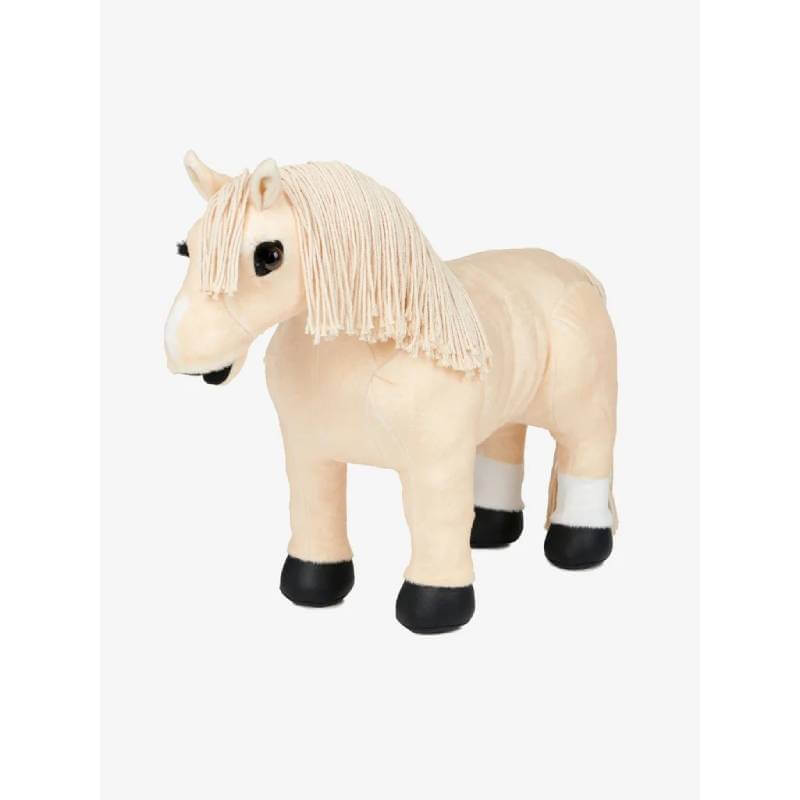 LeMieux Toy Pony Popcorn plush cream-colored toy pony with black hooves and yarn mane.