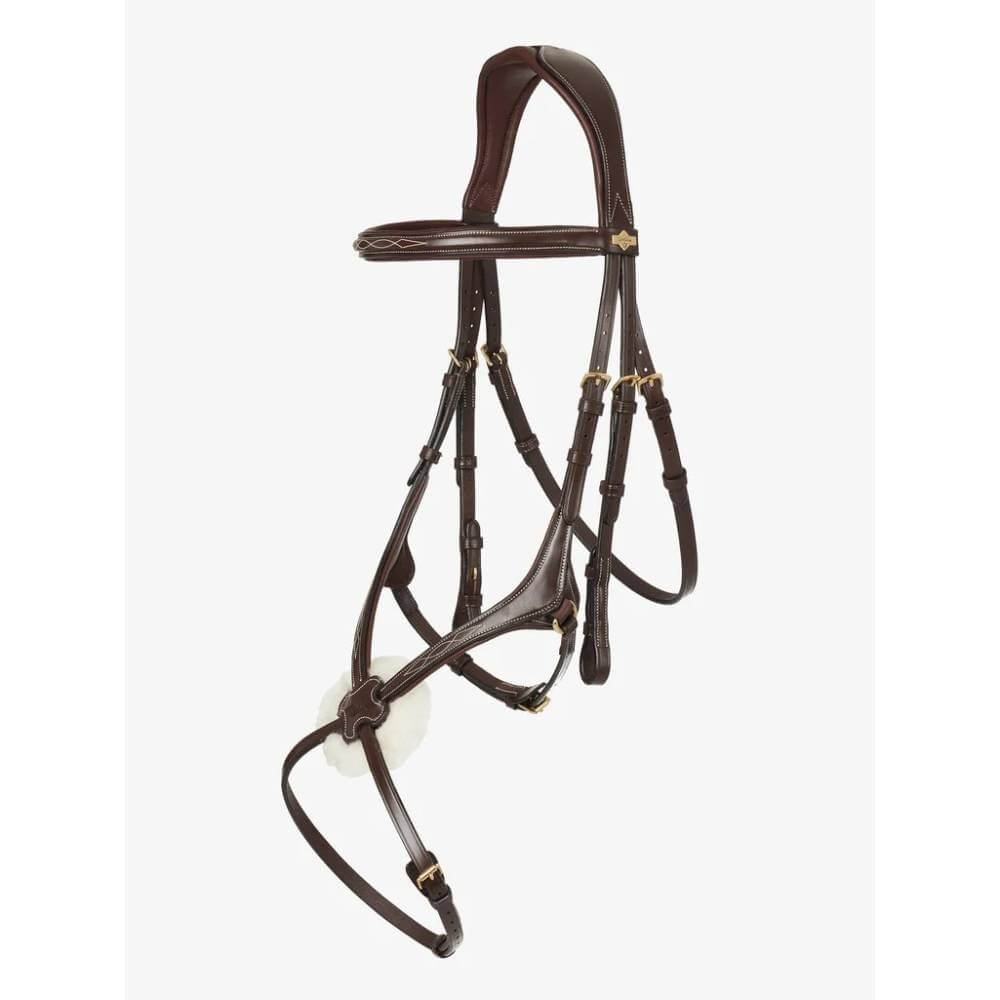 LeMieux Grackle Bridle Havana in premium leather with padded crown and noseband.