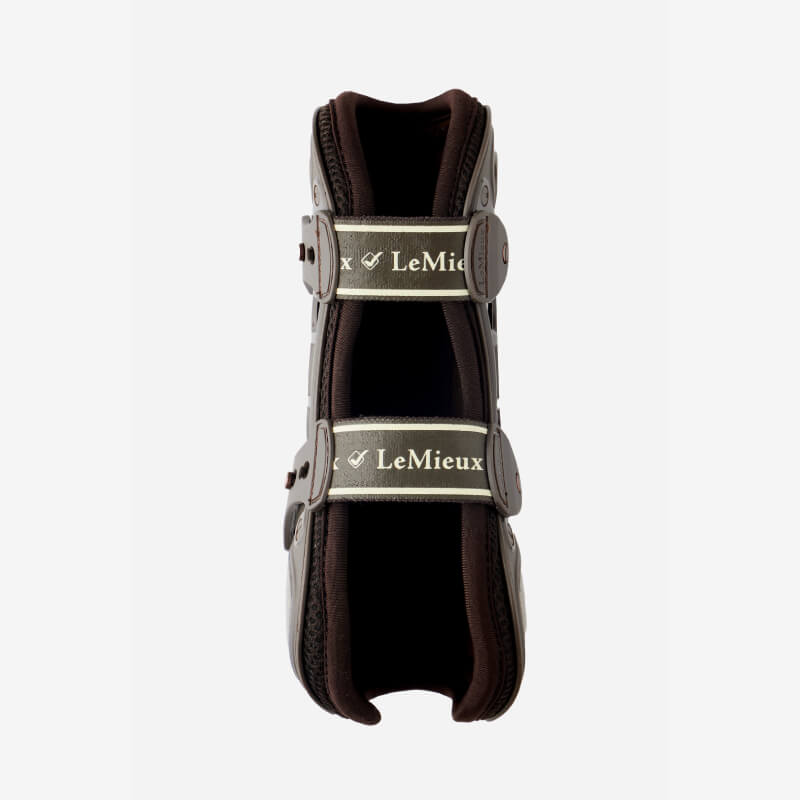 LeMieux Exo-Flex Tendon Boot Brown/Gold with two logo straps for tendon protection.