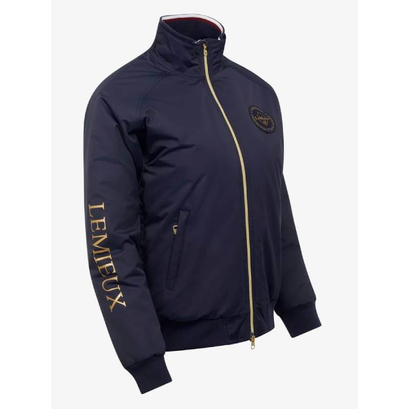 LeMieux Ladies Elite Crew Jacket Navy with gold zipper and sleeve text.