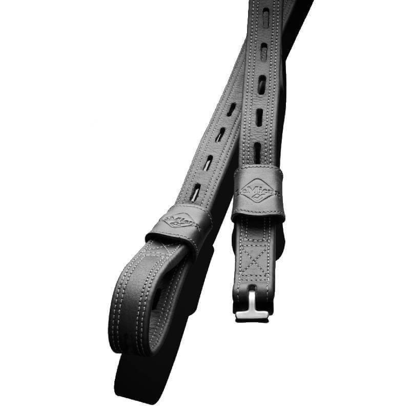 LeMieux Vector Close Contact Stirrup Leather Black straps, inspired by riding equipment.