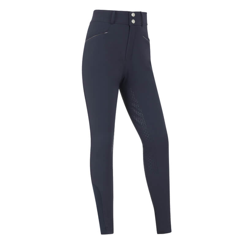 LeMieux Young Rider Freya Pro Breech Navy: High-waisted, front pockets, full seat silicone grip.
