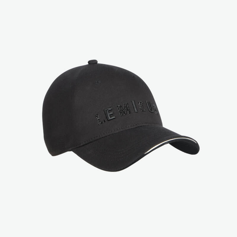 LeMieux Brilliance Baseball Cap Black One Size with subtle embossing and white brim trim.