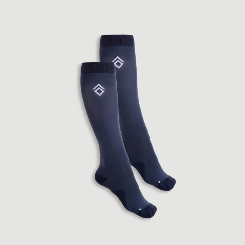 Aztec Diamond Pressure Padded Sock Navy 2pk with white logo, reinforced heel and toe.