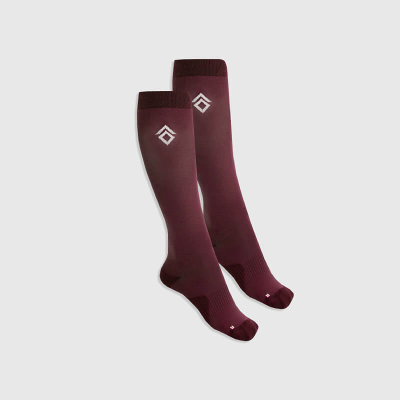 Aztec Diamond Pressure Padded Sock Cherry 2pk: maroon, sweat-wicking, geometric logo.