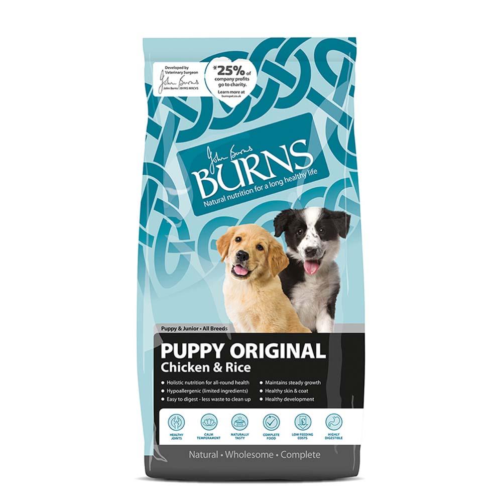 Burns Puppy Original Chicken &amp; Rice for healthy puppy growth. Suitable for golden and black puppies.