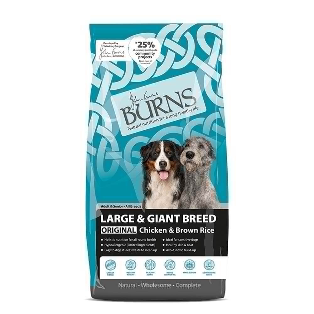 Burns Chicken &amp; Brown Rice Large &amp; Giant Breed Adult 12kg supports healthy joints.