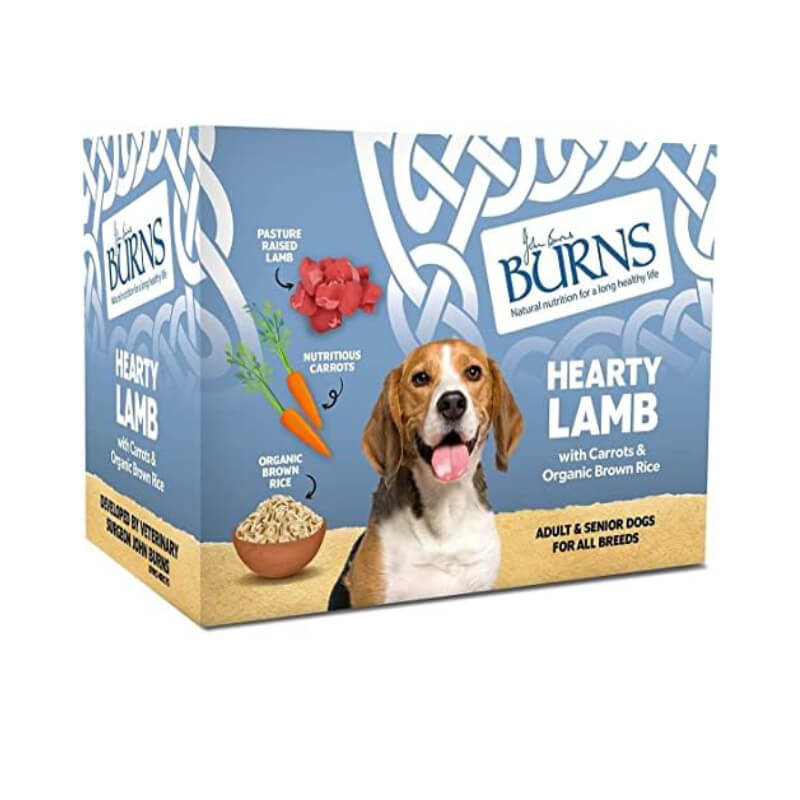 Burns Penlan Tray Range Lamb 8x395g—wet dog food with natural ingredients, carrots & rice.