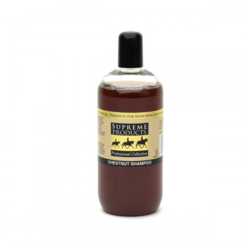 Supreme Products Chestnut Shampoo 500ml enhances chestnut and roan horse coats.