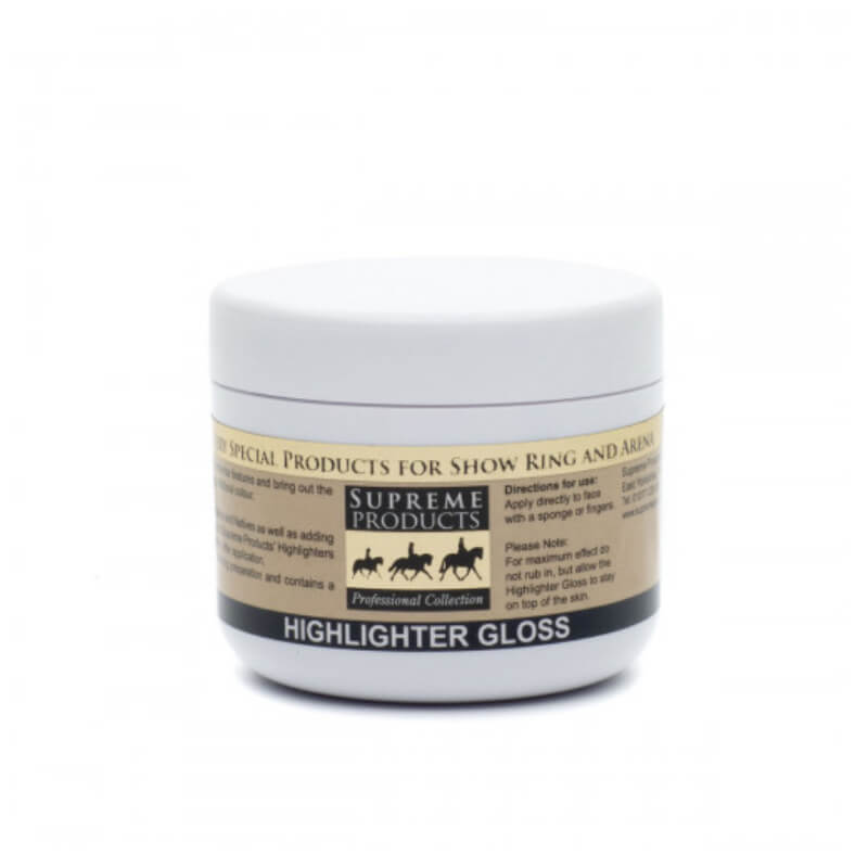 Supreme Products Highlighter Gloss 100g with UV filter for horses in show ring and arena.