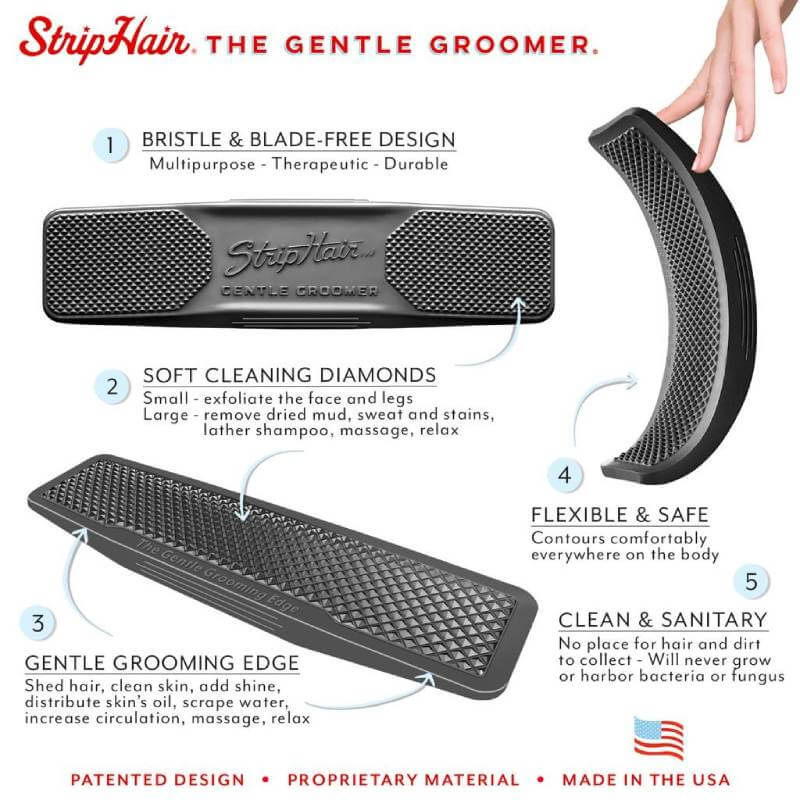 StripHair Gentle Groomer Original by StripHair: textured tool for safe, gentle horse coat care.