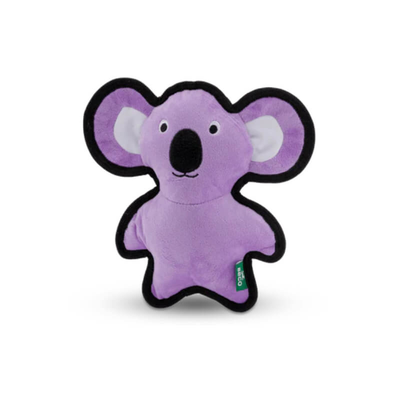 The Beco Recycled Rough and Tough Koala Medium is a purple eco-friendly plush dog toy.