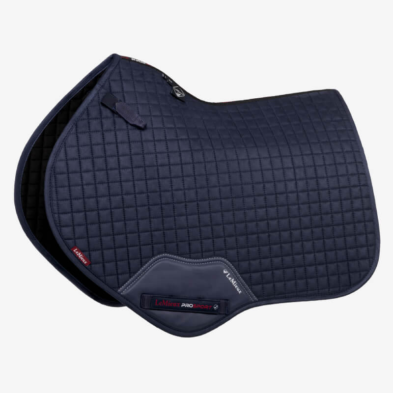 LeMieux Suede Close Contact Square Navy—stylish saddle pad, ideal for close contact riding.