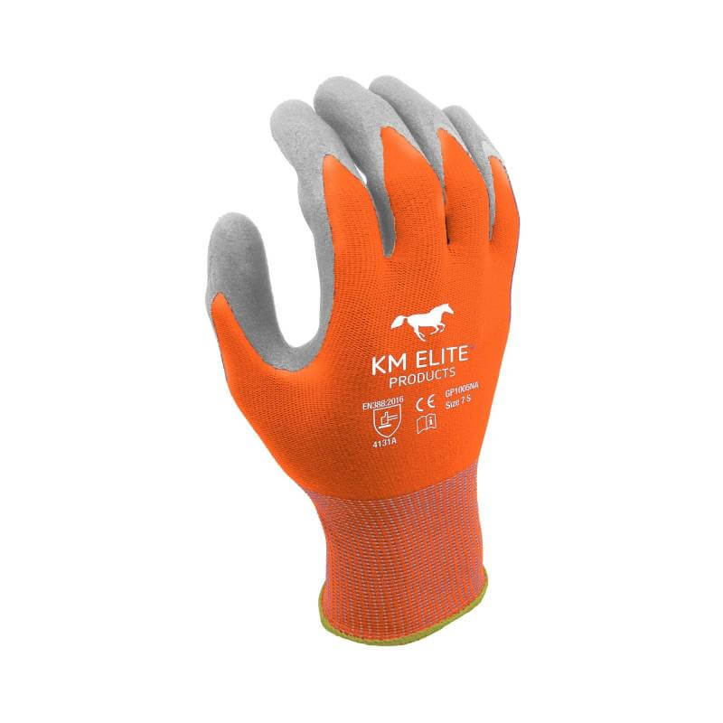 The KM Elite Multi Purpose Equestrian Glove Orange is ideal for stable management.