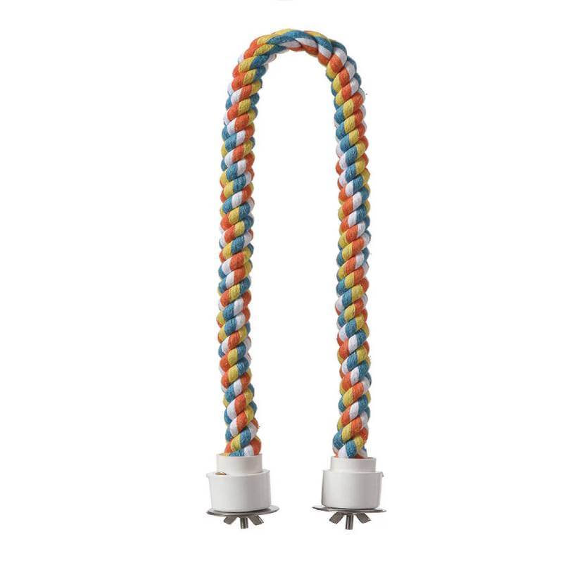 Sky Pet Cotton Rope Perch Small—colorful, with white end caps; ideal for birds.