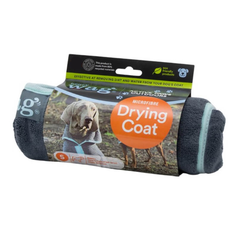 Highly absorbent Henry Wag Drying Coat in packaging, labeled for pets.