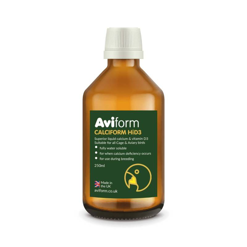 Aviform CALCIFORM HiD3 provides liquid calcium for healthy cage and aviary bird breeding.