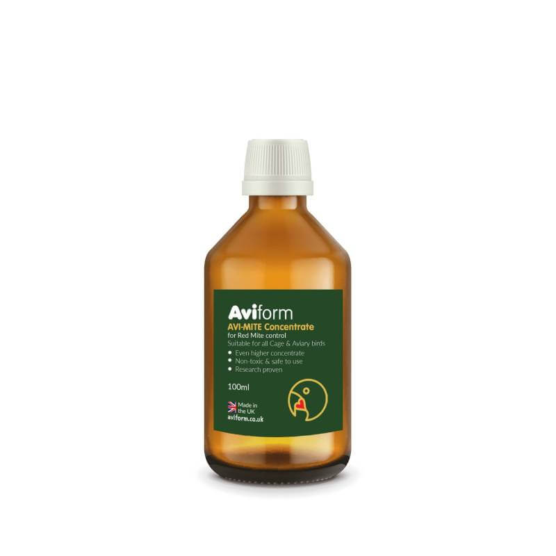 Aviform AVI-MITE CONCENTRATE, red mite supplement for cage and aviary birds, 100ml bottle.