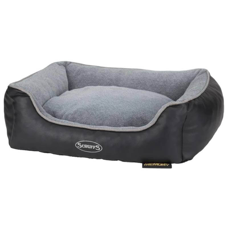 Scruffs Chateau Memory Foam Box Bed (M) in dove, with raised sides and soft inner cushion.