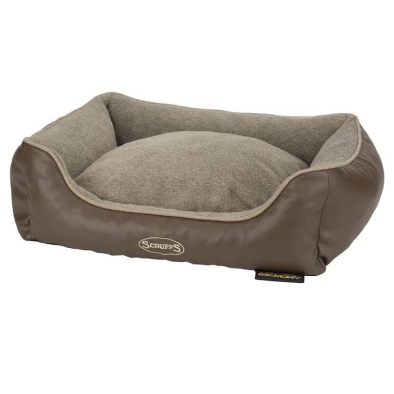 Scruffs Chateau Orthopaedic Box Bed (XL) 90x70cm Latte with soft cushion and raised sides.