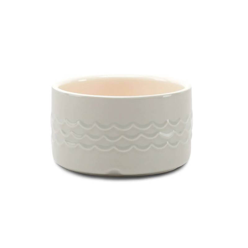 Scruffs Icon Water Bowl, 20cm, light grey ceramic with a wavy pattern by Scruffs.